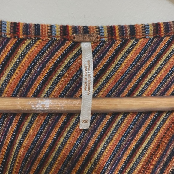 Free People Multicolor Striped V-Neck Blouse, Size XS - Picture 2 of 10